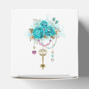 Caja Para Regalos Rosas turquesas con llaves