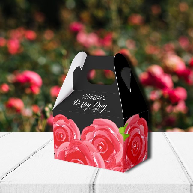 Caja Para Regalos Roses Rojos Florales Derby Gable Style (Gable style party favor boxes 4"w x 2.5"l x 5"h)
