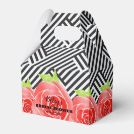 Caja Para Regalos Rosetones Acuarela con Rayas Negras y Blancas Derb