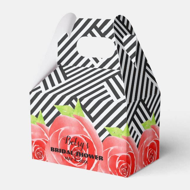 Caja Para Regalos Rosetones Acuarela con Rayas Negras y Blancas Derb (Front Side)