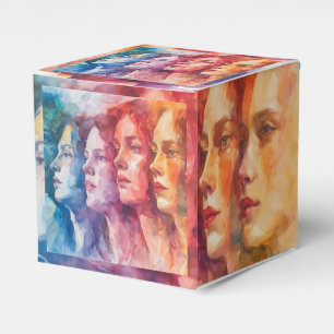 Caja Para Regalos Rostros de las mujeres - Pintura de acuarela