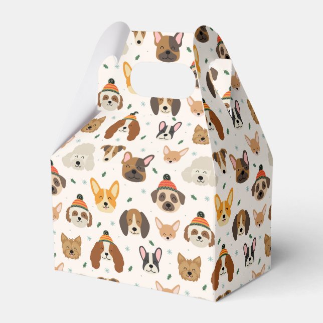 Caja Para Regalos Rostros de perro en el patrón de vacaciones de los (Front Side)