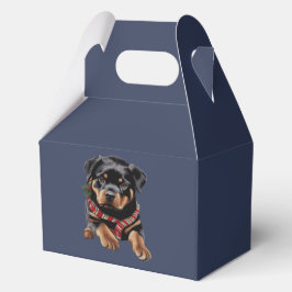 Caja Para Regalos Rottweiler de Navidad con bufanda