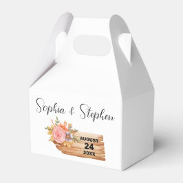 Caja Para Regalos Rótulo de flores y madera de otoño