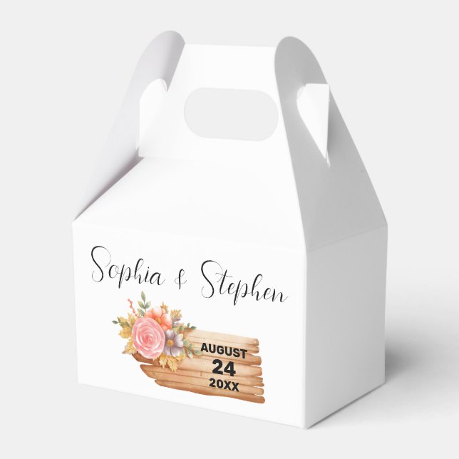 Caja Para Regalos Rótulo de flores y madera de otoño (Front Side)
