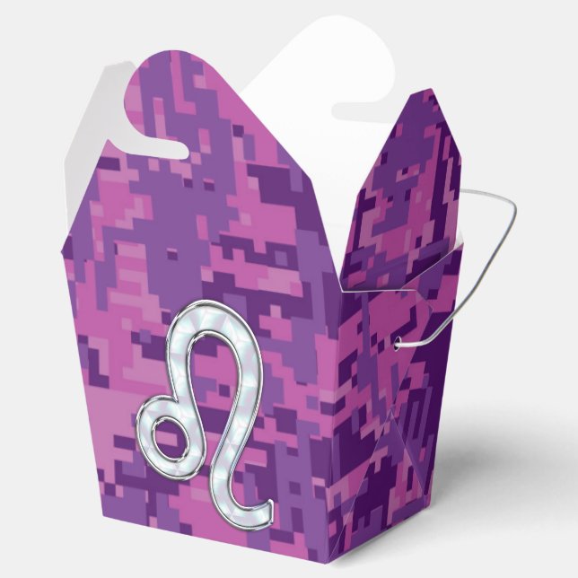 Caja Para Regalos Rótulo Leo en Camuflaje Digital de la Fuchsia Rosa (Abierto)