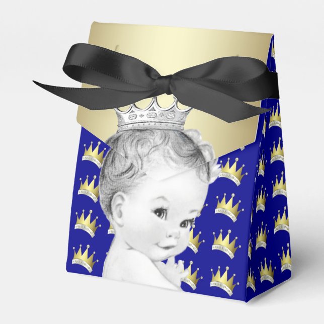 Caja Para Regalos Royal Blue and Gold Prince Baby Shower (Front Side)