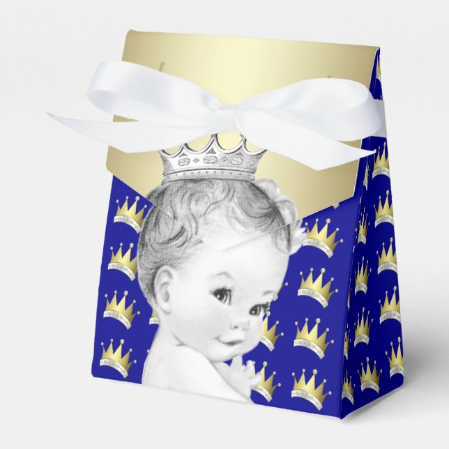 Caja Para Regalos Royal Blue and Gold Prince Baby Shower (Front Side)