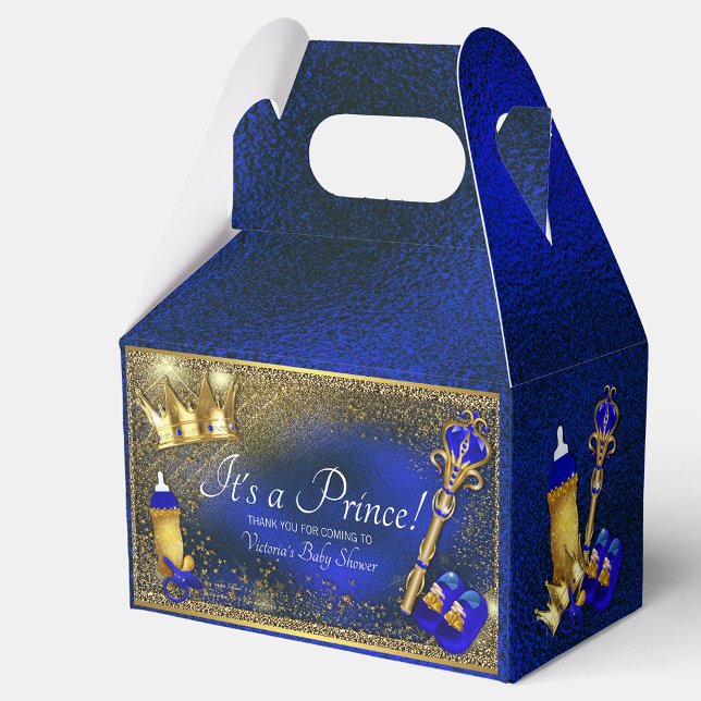 Caja Para Regalos Royal Blue Gold Prince Baby Shower (Subido por el creador)