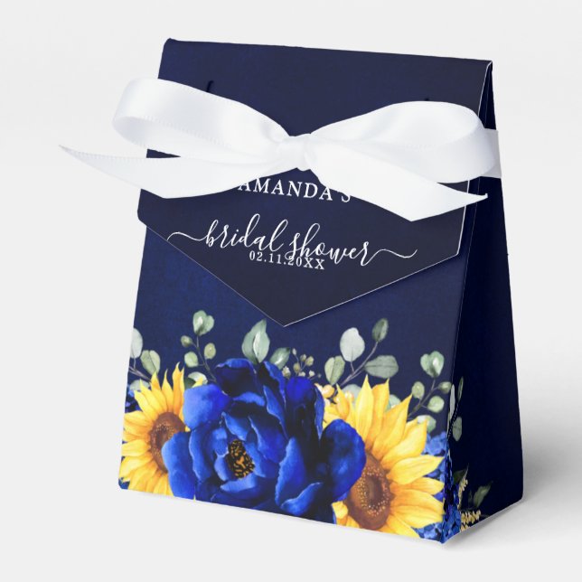 Caja Para Regalos Royal Blue Rustic Sunflower Moderno Bridal Shower  (Front Side)
