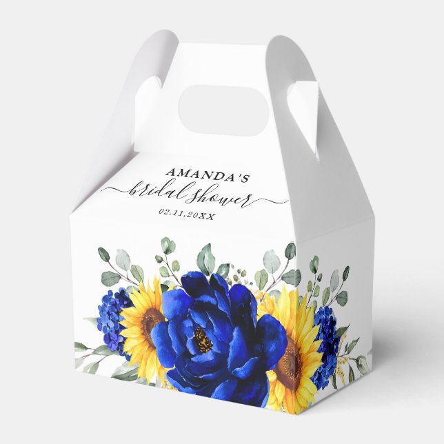 Caja Para Regalos Royal Blue Rustic Sunflower Moderno Bridal Shower (Reverso)