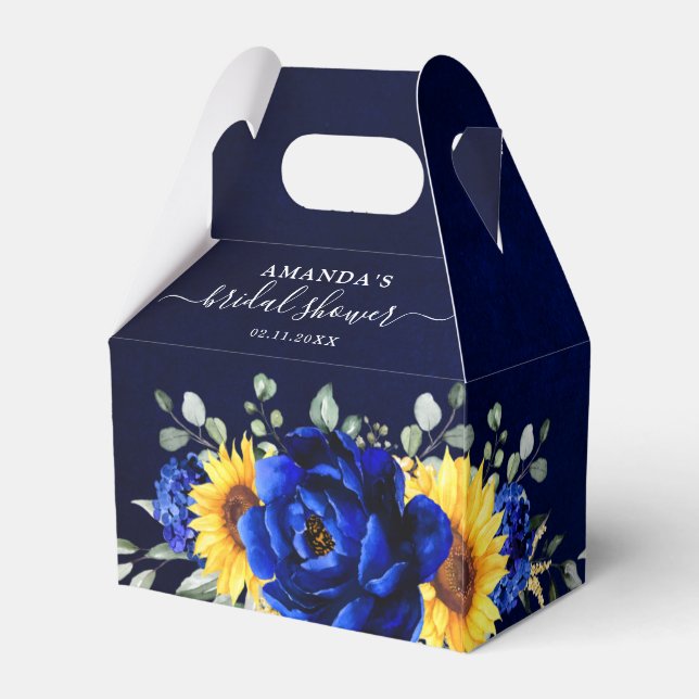 Caja Para Regalos Royal Blue Rustic Sunflower Moderno Bridal Shower  (Reverso)