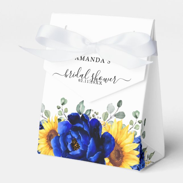 Caja Para Regalos Royal Blue Rustic Sunflower Moderno Bridal Shower (Front Side)