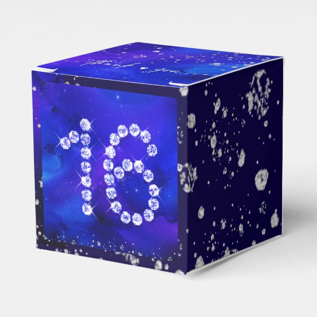 Caja Para Regalos Royal Blue y Plata dulces 16 (Costado Anverso)