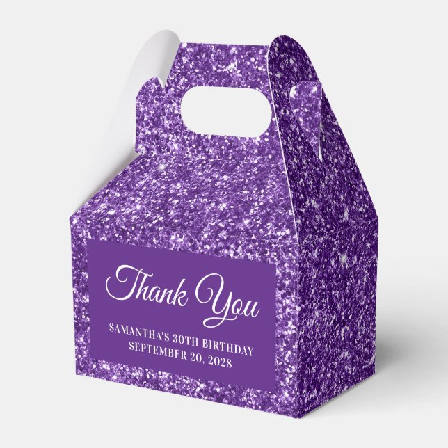 Caja Para Regalos Royal Purple Purpurina 30 cumpleaños gracias (Front Side)