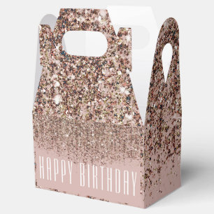 Caja Para Regalos Rubor Beige Rosa Bronce Dorado Brillo Glamour