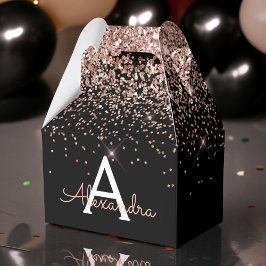 Caja Para Regalos Rubor de oro rosa rosa negro monograma con brillo