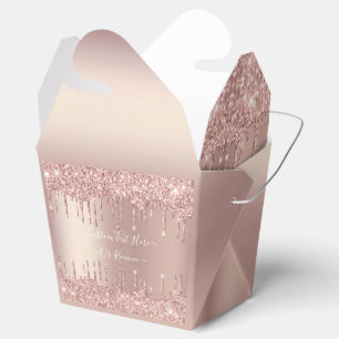 Caja Para Regalos Rubor de Rosa Dorado Brillo Destellos Personalizad