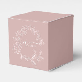 Caja Para Regalos Rubor Dusty Pink Girly Script Monograma Nombre mod