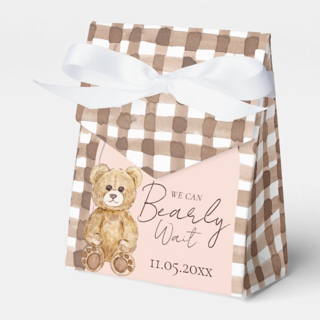 Caja Para Regalos Rubor Pink Bearly Wait Teddy Bear Baby Shower (Front Side)