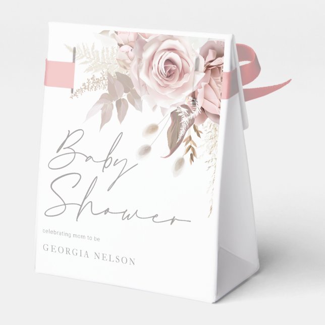 Caja Para Regalos Rubor Pink Floral Beautiful Baby Shower (Reverso)