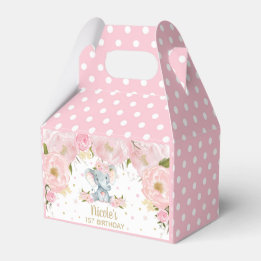 Caja Para Regalos Rubor Pink Floral Cute Elephant Cumpleaños Gracias