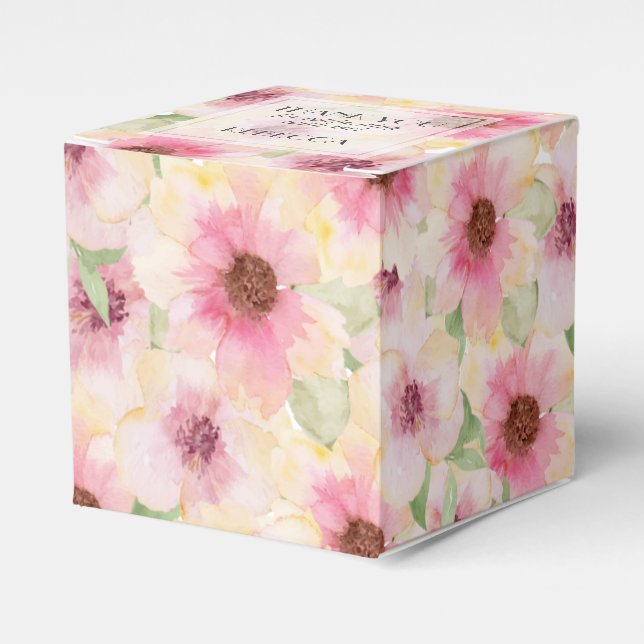 Caja Para Regalos Rubor Pink Floral Gracias (Costado Anverso)
