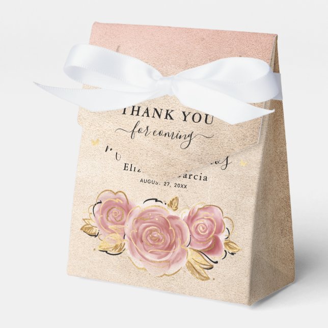 Caja Para Regalos Rubor Pink Rose Gold Gracias Fiesta de Cumpleaños (Front Side)