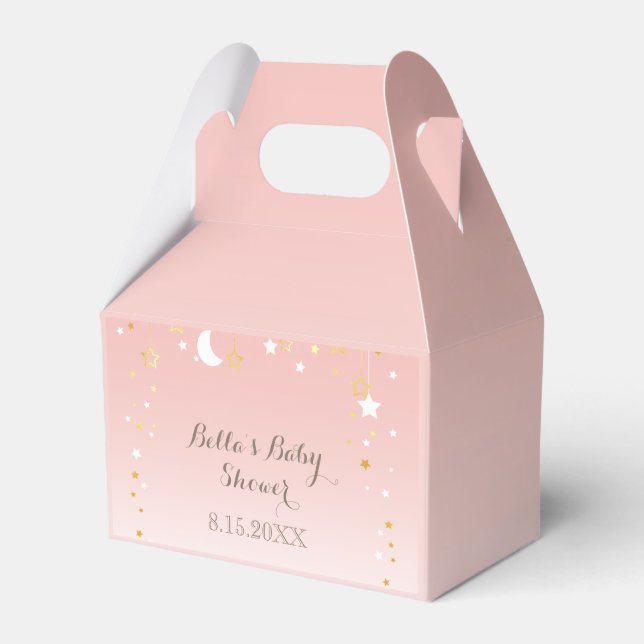 Caja Para Regalos Rubor Pink Star Moon Baby Shower (Front Side)