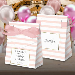 Caja Para Regalos Rubor Pink Stripe Elegant Gold Baby Shower