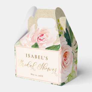 Caja Para Regalos Rubor Rosa Floral Acuarela y Lluvia Nupcial Kraft