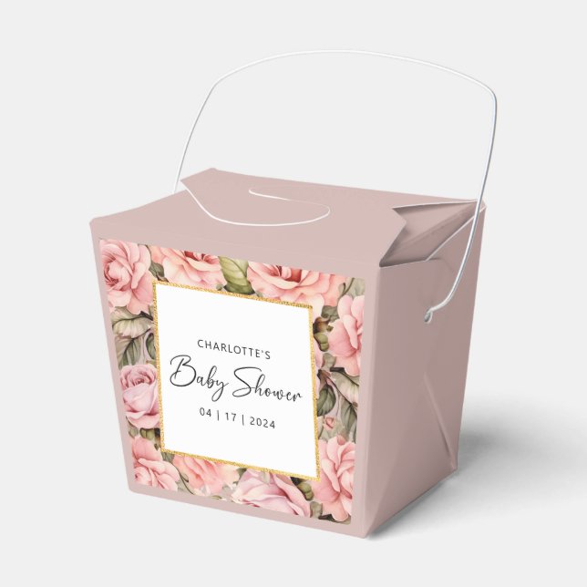 Caja Para Regalos Rubor Rosa Floral Baby Shower (Front Side)