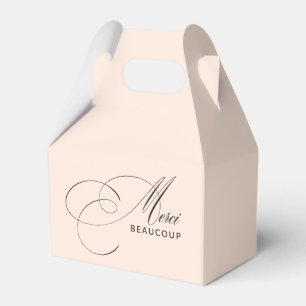 Caja Para Regalos Rubor Rosa Merci Beaucoup Caligrafía Elegante