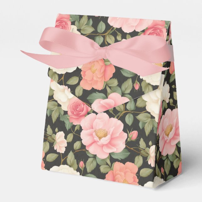 Caja Para Regalos Rubor y Rosas de marfil pintados a mano exuberante (Front Side)