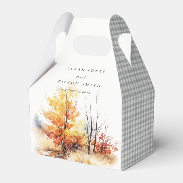 Caja Para Regalos Rust Yellow Otumt Fall Landscape Plaid Boda (Front Side)
