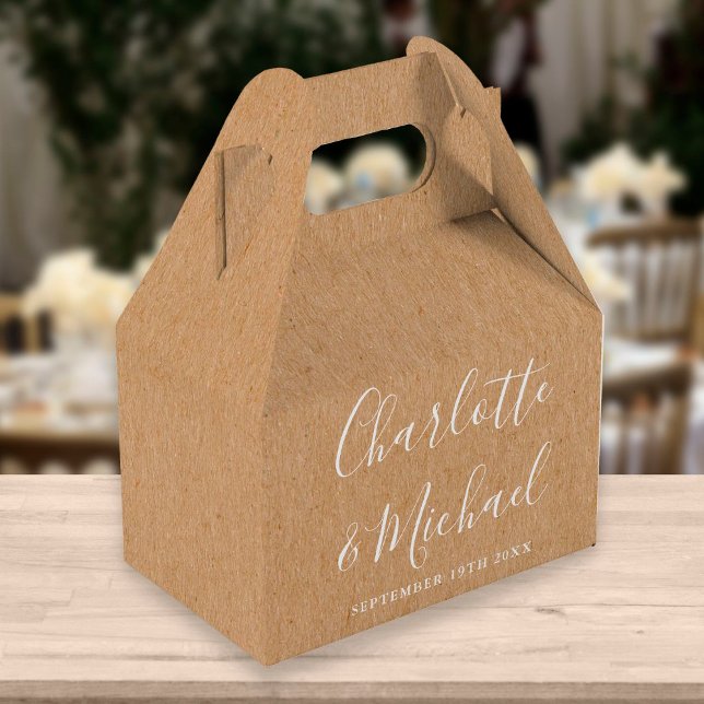 Caja Para Regalos Rustic Kraft Elegant Signature Boda Favo (Subido por el creador)