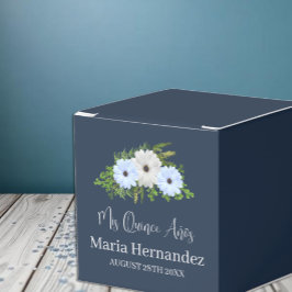Caja Para Regalos Rustic Light Blue and White Floral Quinceañera 