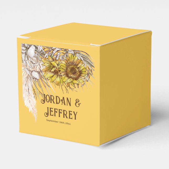 Caja Para Regalos Rustic Mustard Sunflowers (Costado Anverso)