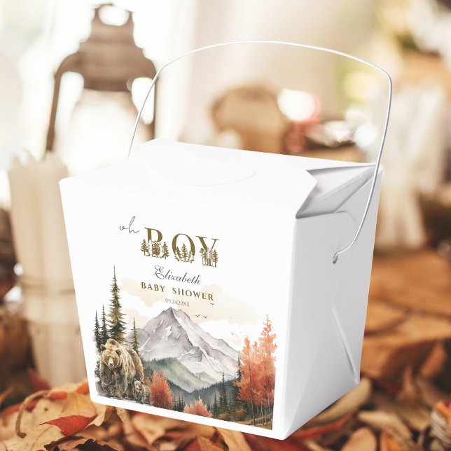 Caja Para Regalos Rustic Otoño Woodland Bear Mountain Baby Shower (Subido por el creador)