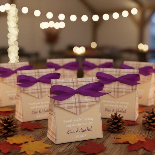 Caja Para Regalos Rustic purple checkered favor boxes  (Subido por el creador)