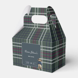 Caja Para Regalos Rustic Tartan Bear Baby Shower