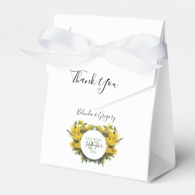 Caja Para Regalos Rustic Wattle Acacia Boda (Front Side)