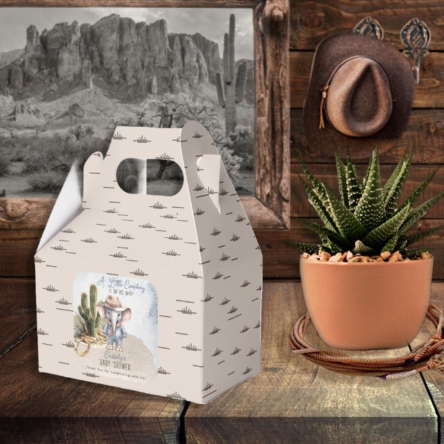 Caja Para Regalos Rustic Western Elephant Cowboy Boy Baby Shower (Rustic Western Elephant Cowboy Boy Baby Shower Favor Box)