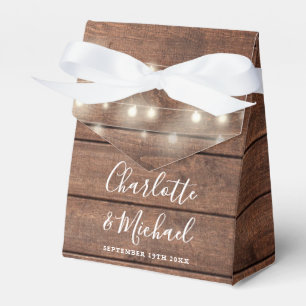 Caja Para Regalos Rustic Wood String Lights Signature Script Boda
