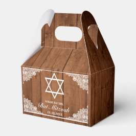 Caja Para Regalos Rustic Wood & White Lace Bar Bat Mitzvah