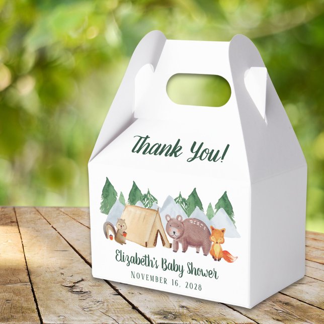 Caja Para Regalos Rustic Woodland Animals Baby Shower Gracias (Subido por el creador)