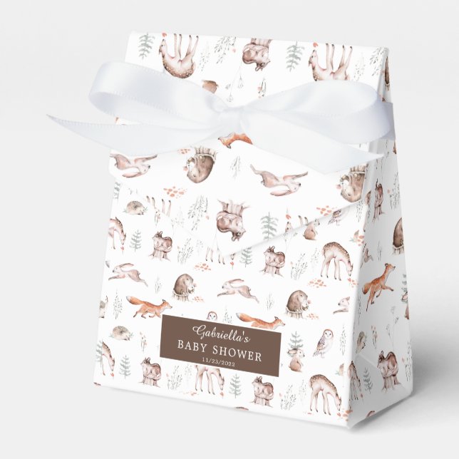 Caja Para Regalos Rustic Woodland Forest Animals Baby Shower Favor B (Front Side)
