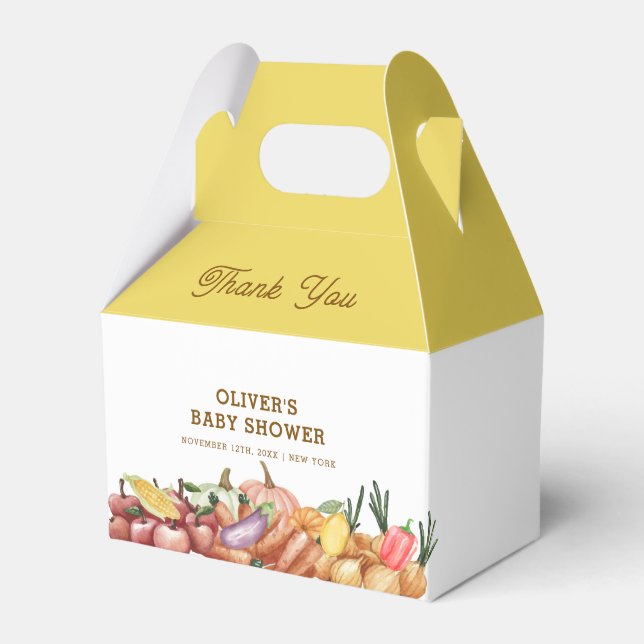 Caja Para Regalos Rústica acuarela Veggie Fruits Baby Shower (Front Side)