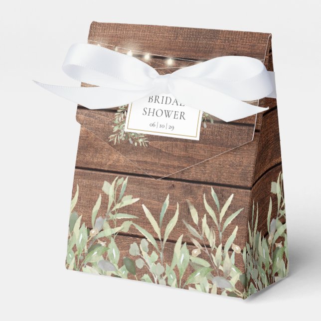 Caja Para Regalos Rústica cuerda ilumina la vegetación Ducha Bridal (Front Side)