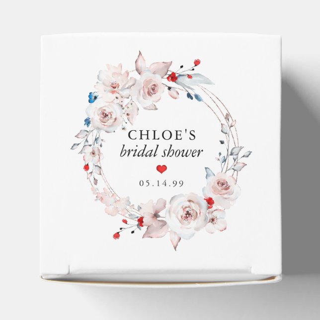 Caja Para Regalos Rústica ducha de novias rosa rosa floral (Parte superior)